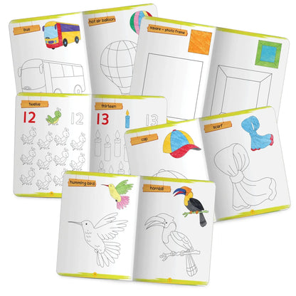 Lil Legends Books of Copy Colouring Set of 5 Books for Kids | Transport, Shapes, Numbers, Clothes and Birds | Fun Activities and Vocabulary Booster | For LKG/UKG | Age 3+ 