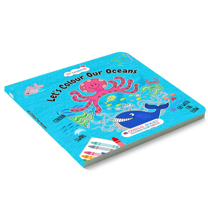 Lil Legends Let's Colour Set of 3 Colouring Books | Animals, Oceans and Dragons | Travel-Friendly Hardboard Support | Boosts Focus and Creativity | For UKG/Primary | Age 4+ 