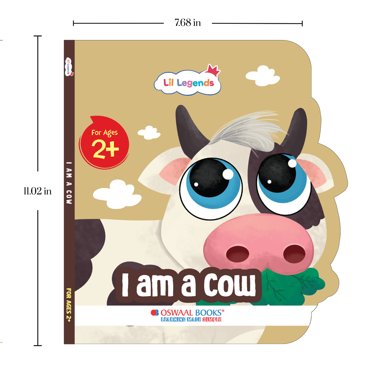 Lil Legends Shaped Board Book - Pet Animals: Cow | Cow-Shaped Picture Book for Kids Age 2+ Years | Early Learning Book with Colourful Illustrations for Toddlers & Preschoolers 