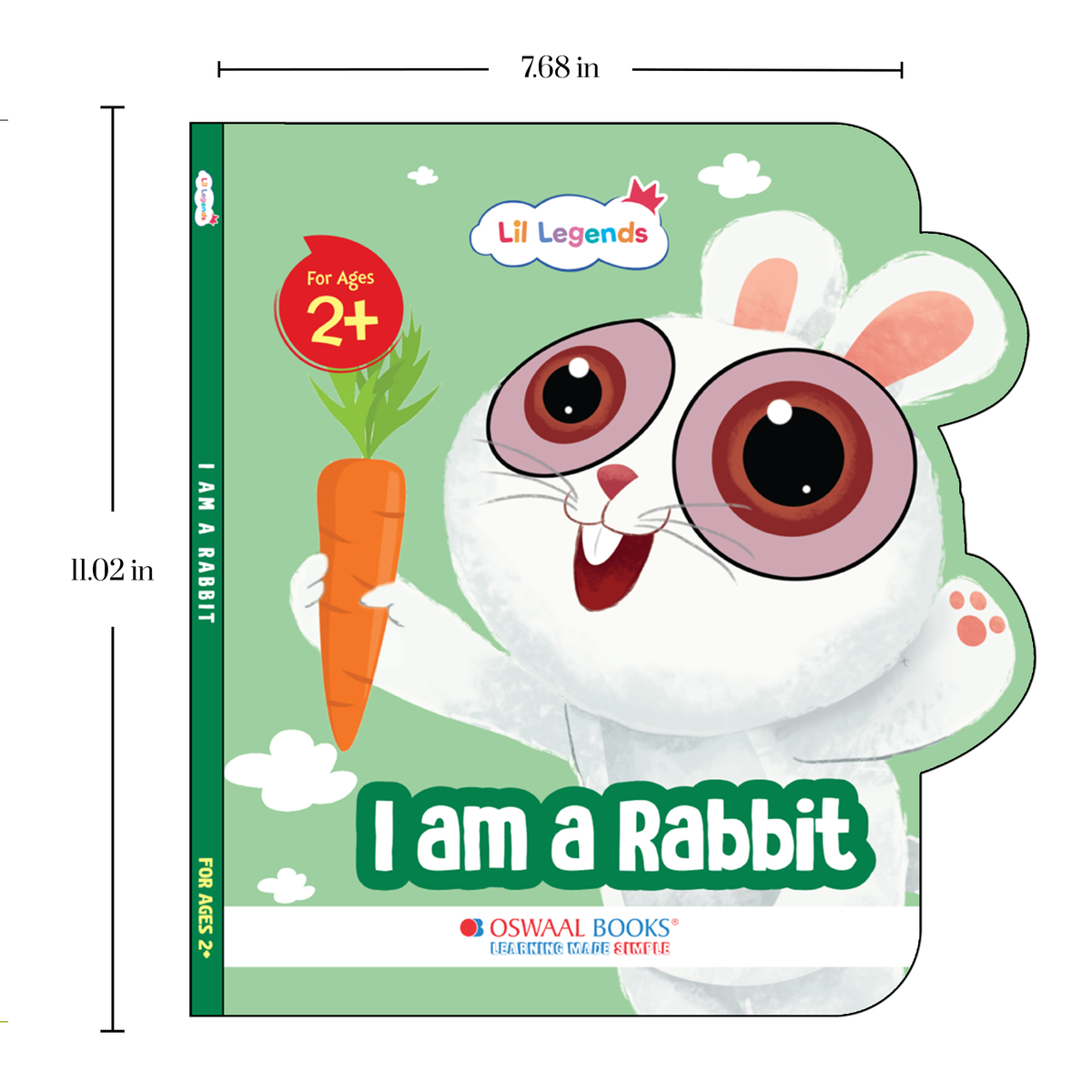 Lil Legends Shaped Board Book - Pet Animals: Rabbit | Rabbit-Shaped Picture Book for Kids Age 2+ Years | Early Learning Book with Colourful Illustrations for Toddlers & Preschoolers 