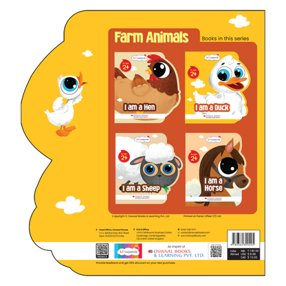 Lil Legends Shaped Board Book - Farm Animals: Duck | Duck-Shaped Picture Book for Kids Age 2+ Years | Early Learning Book with Colourful Illustrations for Toddlers & Preschoolers 