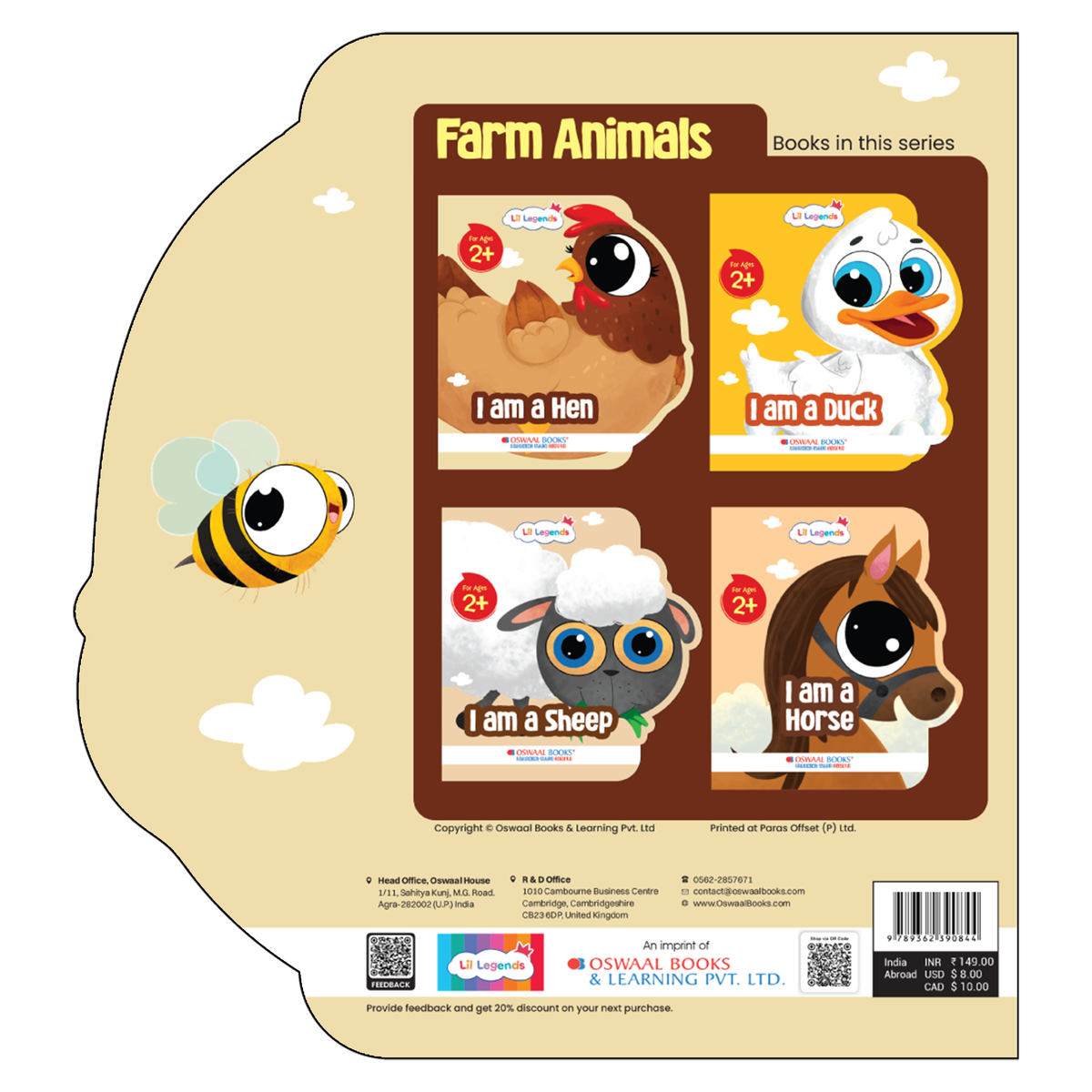 Lil Legends Shaped Board Book - Farm Animals: Hen | Hen-Shaped Picture Book for Kids Age 2+ Years | Early Learning Book with Colourful Illustrations for Toddlers & Preschoolers 