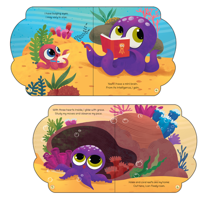 Lil Legends Shaped Board Book - Sea Animals: Octopus | Octopus-Shaped Picture Book for Kids Age 2+ Years | Early Learning Book with Colourful Illustrations for Toddlers & Preschoolers 
