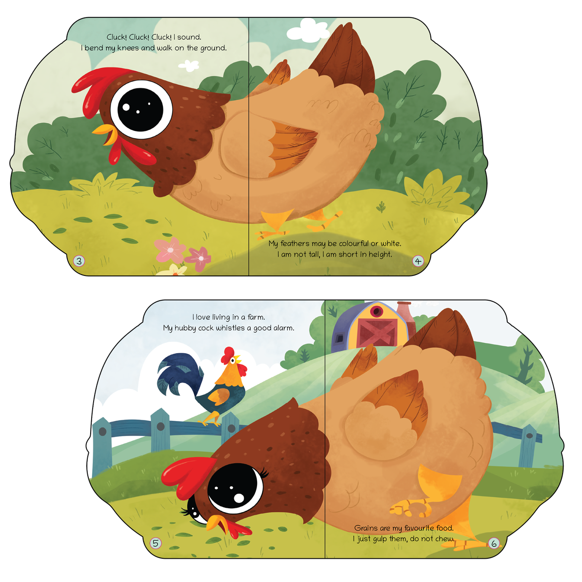 Lil Legends Shaped Board Book - Farm Animals: Hen | Hen-Shaped Picture Book for Kids Age 2+ Years | Early Learning Book with Colourful Illustrations for Toddlers & Preschoolers 