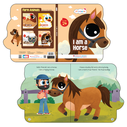 Lil Legends Shaped Board Book - Farm Animals: Horse | Horse-Shaped Picture Book for Kids Age 2+ Years | Early Learning Book with Colourful Illustrations for Toddlers & Preschoolers 