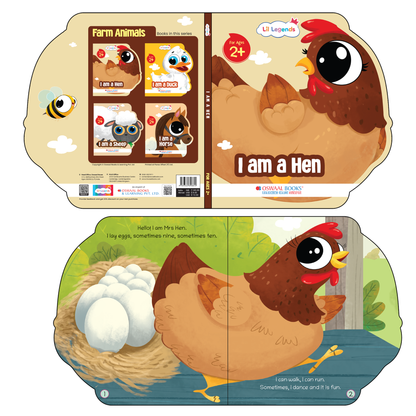 Lil Legends Shaped Board Book - Farm Animals: Hen | Hen-Shaped Picture Book for Kids Age 2+ Years | Early Learning Book with Colourful Illustrations for Toddlers & Preschoolers 