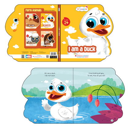 Lil Legends Shaped Board Book - Farm Animals: Duck | Duck-Shaped Picture Book for Kids Age 2+ Years | Early Learning Book with Colourful Illustrations for Toddlers & Preschoolers 