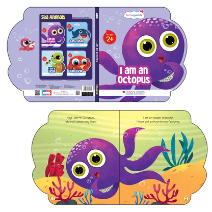 Lil Legends Shaped Board Book - Sea Animals: Octopus | Octopus-Shaped Picture Book for Kids Age 2+ Years | Early Learning Book with Colourful Illustrations for Toddlers & Preschoolers 