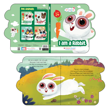 Lil Legends Shaped Board Book - Pet Animals: Rabbit | Rabbit-Shaped Picture Book for Kids Age 2+ Years | Early Learning Book with Colourful Illustrations for Toddlers & Preschoolers 