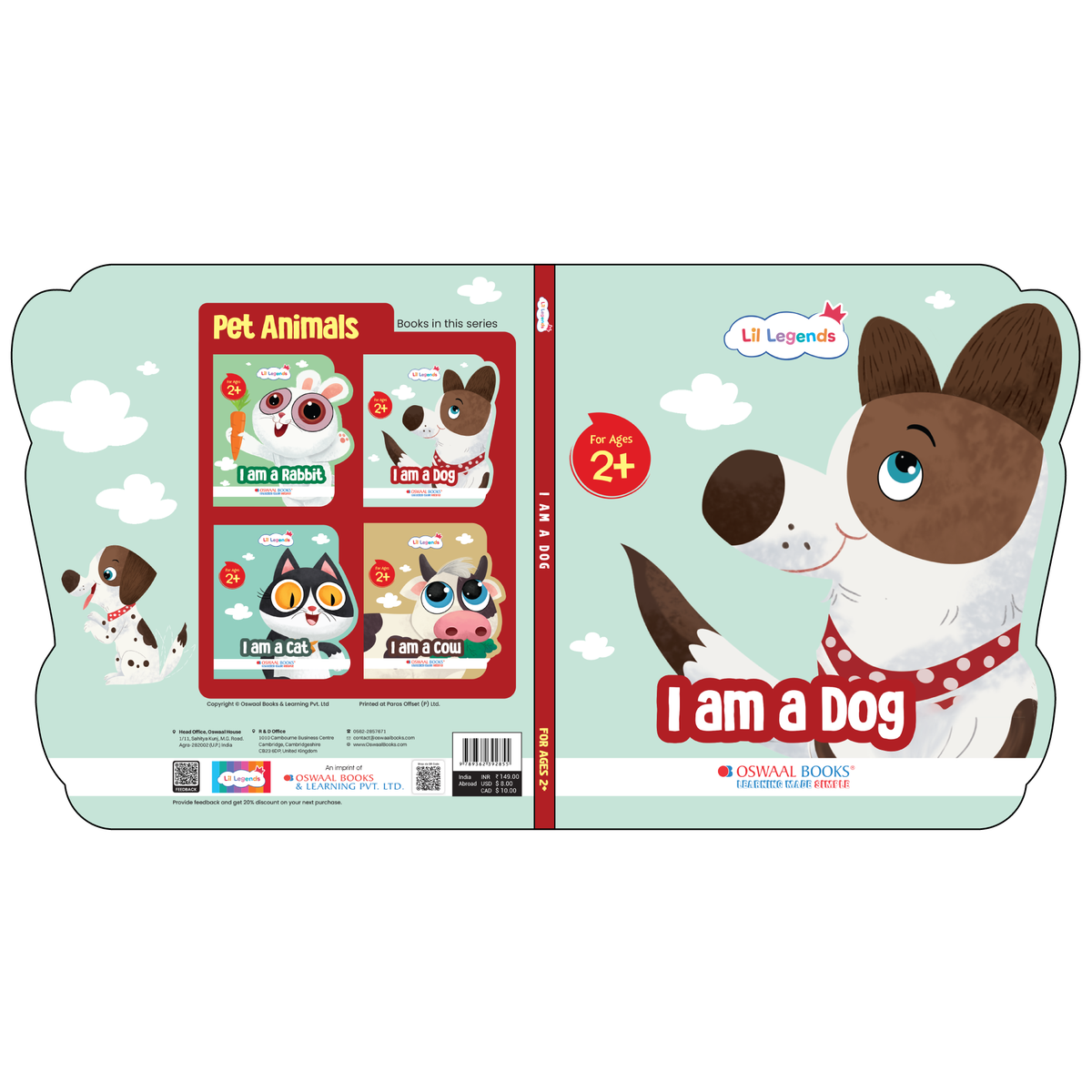 Lil Legends Shaped Board Book - Pet Animals: Dog | Dog-Shaped Picture Book for Kids Age 2+ Years | Early Learning Book with Colourful Illustrations for Toddlers & Preschoolers 