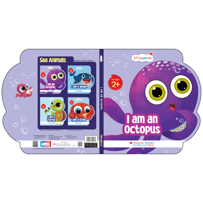 Lil Legends Shaped Board Book - Sea Animals: Octopus | Octopus-Shaped Picture Book for Kids Age 2+ Years | Early Learning Book with Colourful Illustrations for Toddlers & Preschoolers 