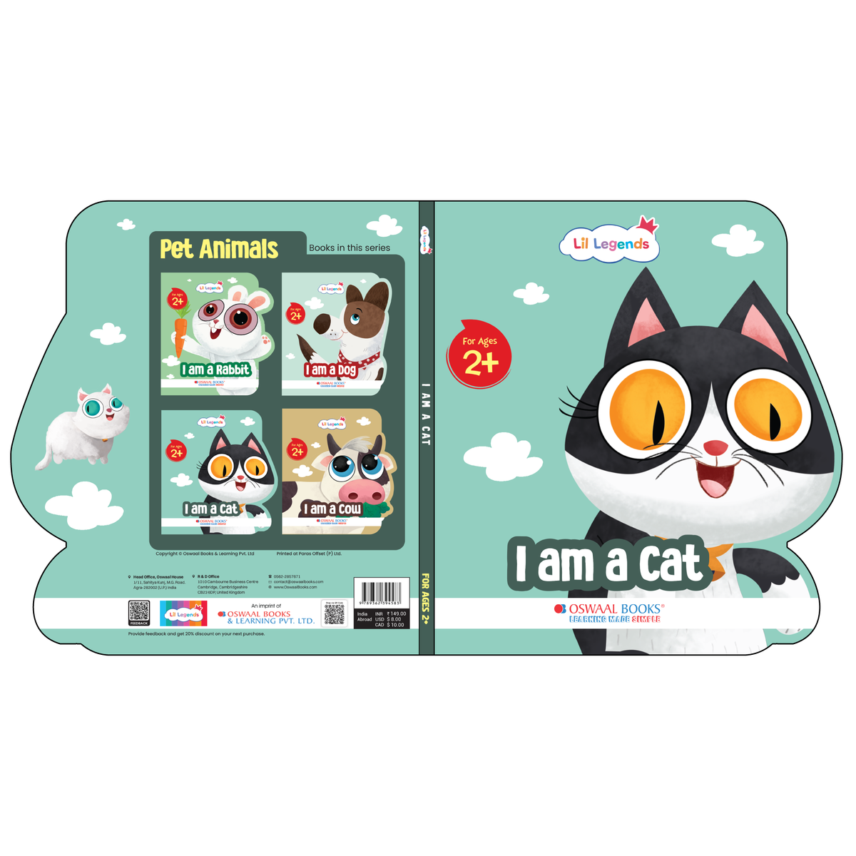 Cat Shaped Board Book for Toddlers | Animal Names & Sounds | Buy Now