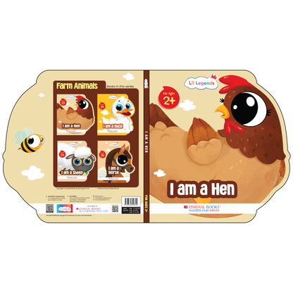 Lil Legends Shaped Board Book - Farm Animals: Hen | Hen-Shaped Picture Book for Kids Age 2+ Years | Early Learning Book with Colourful Illustrations for Toddlers & Preschoolers 