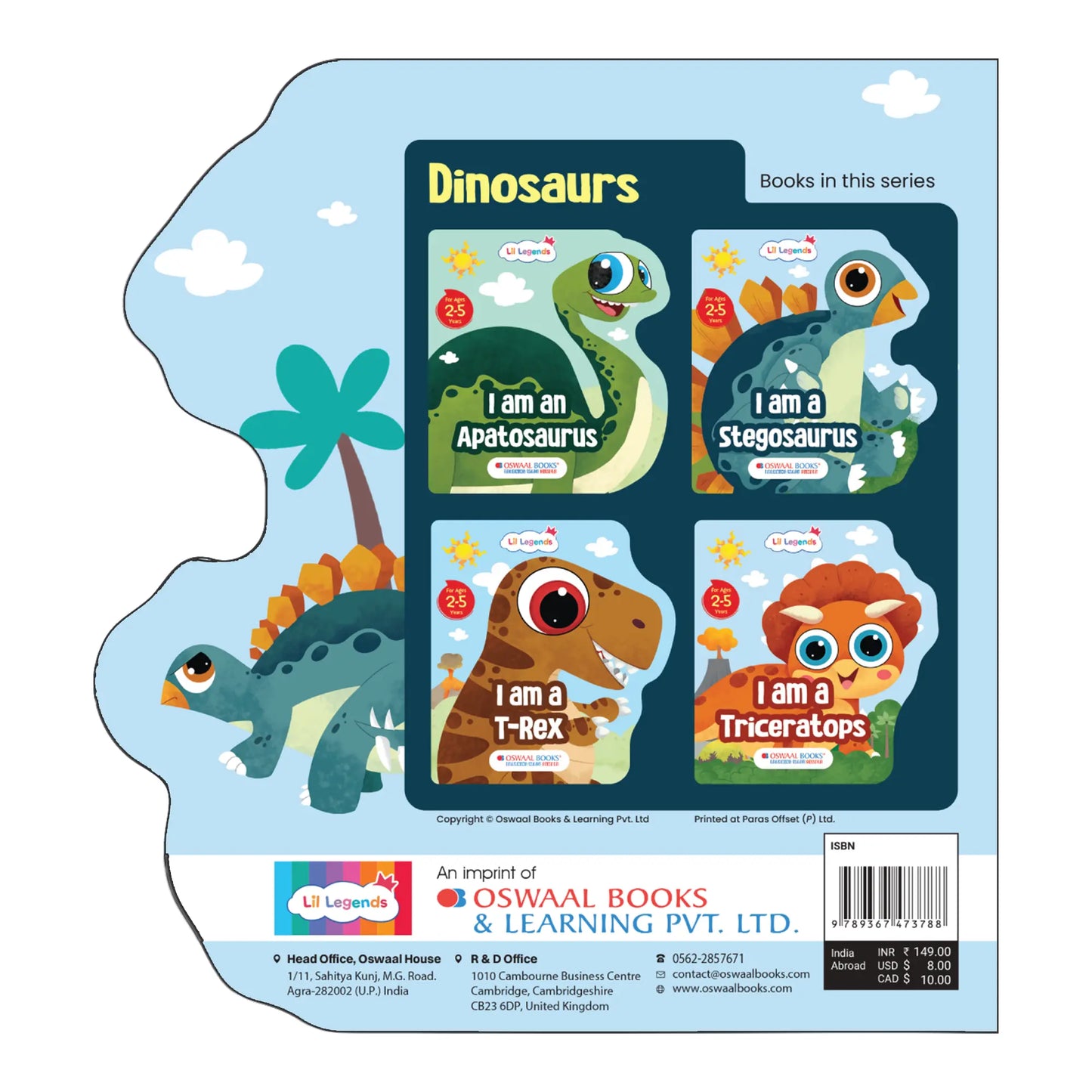 Lil Legends Dino Shaped Board Book for Kids | I am a Stegosaurus | Illustrated Dinosaur Story Book | Early Learning Picture Book | Age 2+ Years | Board Book | Durable 