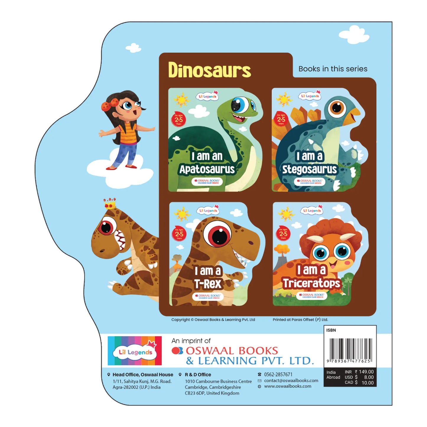 Lil Legends Dino Shaped Board Book for Kids | I am a T-Rex | Illustrated Dinosaur Story Book | Early Learning Picture Book | Age 2+ Years | Board Book | Durable 