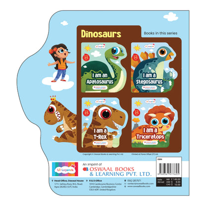 Lil Legends Dino Shaped Board Book for Kids | I am a T-Rex | Illustrated Dinosaur Story Book | Early Learning Picture Book | Age 2+ Years | Board Book | Durable 
