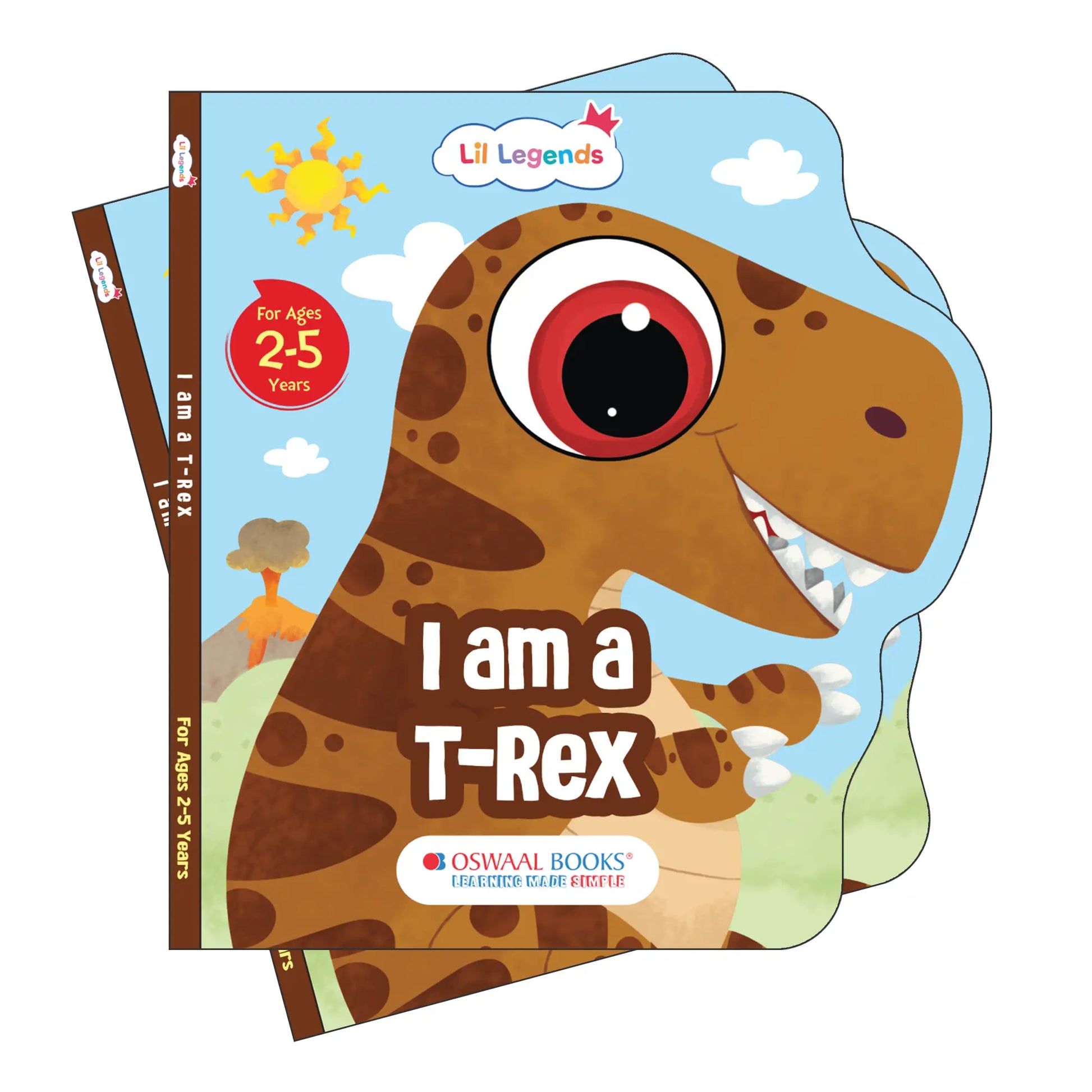 Lil Legends Dino Shaped Board Book for Kids | I am a T-Rex | Illustrated Dinosaur Story Book | Early Learning Picture Book | Age 2+ Years | Board Book | Durable 