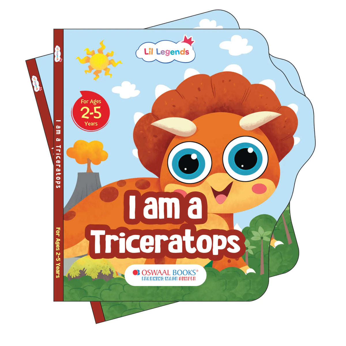 Lil Legends Dino Shaped Board Book for Kids | I am a Triceratops | Illustrated Dinosaur Story Book | Early Learning Picture Book | Age 2+ Years | Board Book | Durable 