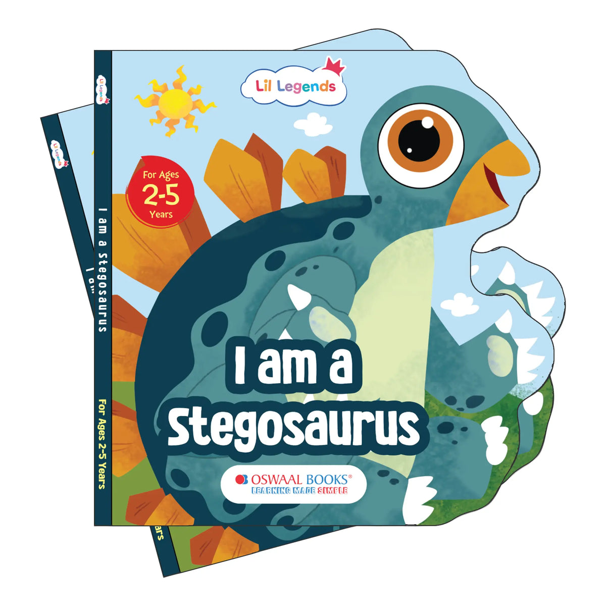 Lil Legends Dino Shaped Board Book for Kids | I am a Stegosaurus | Illustrated Dinosaur Story Book | Early Learning Picture Book | Age 2+ Years | Board Book | Durable 