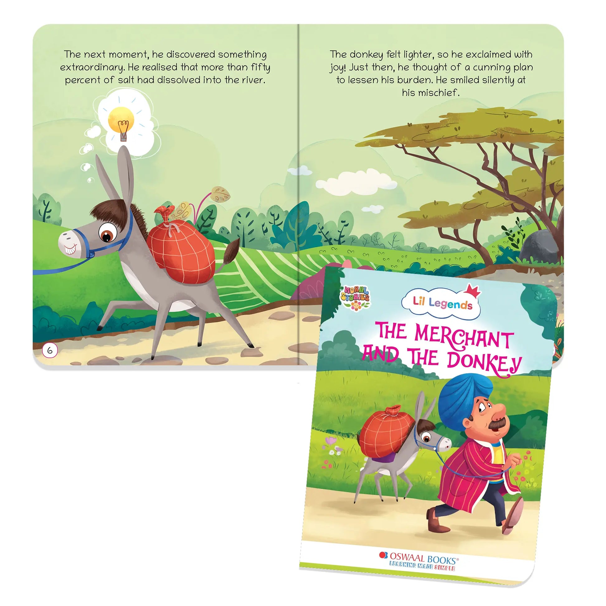 Oswaal Lil Legends Moral Story Books for Kids Age 2+ Years - The Merchant and The Donkey | Short English Bedtime Stories with Colourful Illustrations | Picture Book for Early Readers 
