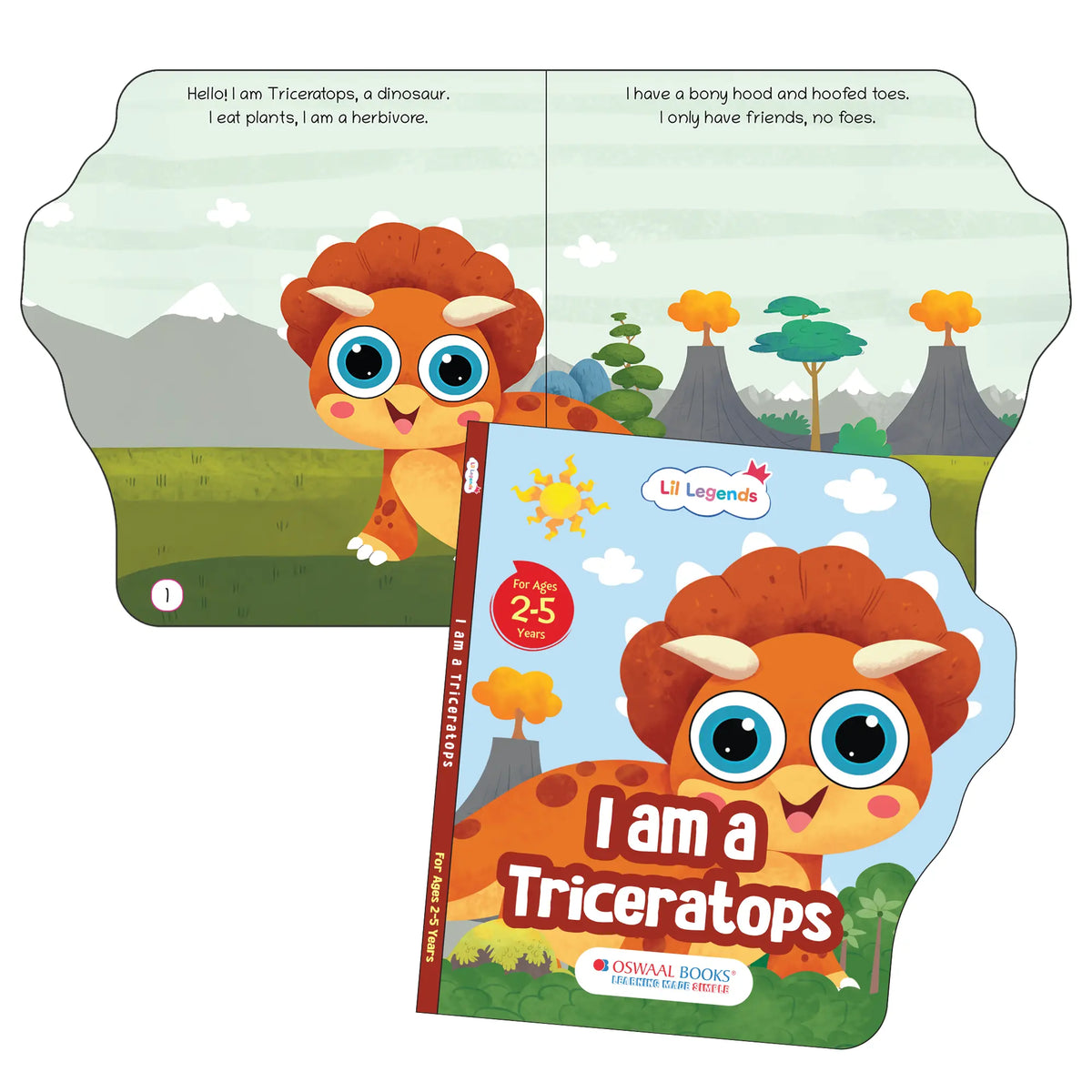 Lil Legends Dino Shaped Board Books for Kids | Set of 4 Books | Triceratops, Stegosaurus, Apatosaurus and T-Rex | Illustrated Dinosaur Picture Books | Ages 2+ Years | Board Book Set 
