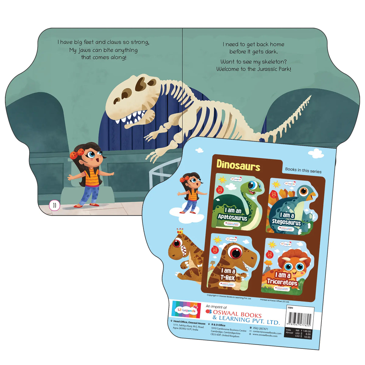Lil Legends Dino Shaped Board Book for Kids | I am a T-Rex | Illustrated Dinosaur Story Book | Early Learning Picture Book | Age 2+ Years | Board Book | Durable 