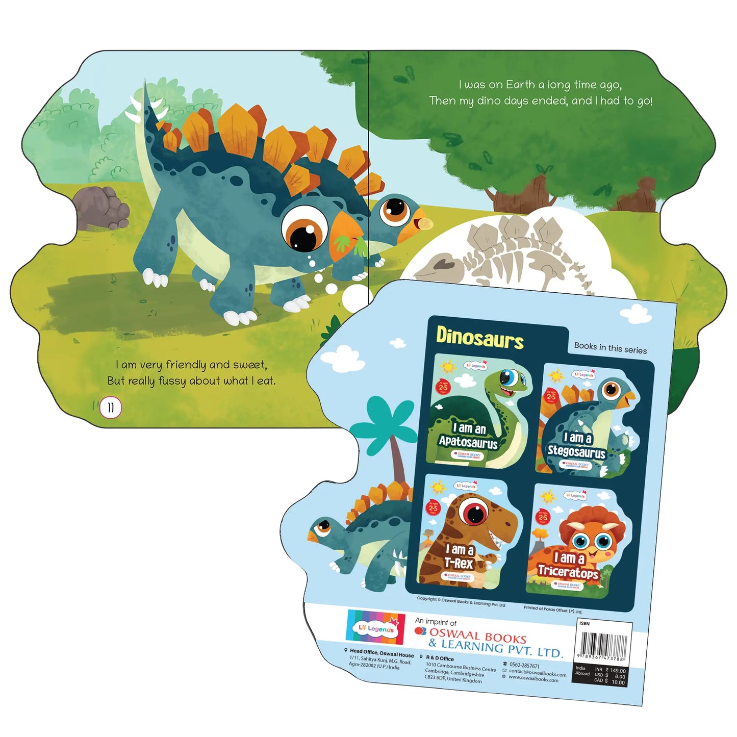 Lil Legends Dino Shaped Board Book for Kids | I am a Stegosaurus | Illustrated Dinosaur Story Book | Early Learning Picture Book | Age 2+ Years | Board Book | Durable 