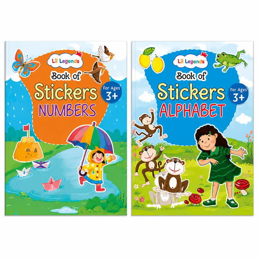 Lil Legends Books of Stickers Numbers and Alphabets | Set of 2 for Kids Age 3+ | Learn ABC and Counting With Fun Activities | Educational Workbook For Toddlers | For Nursery/LKG/UKG 