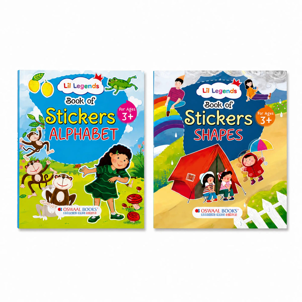 Lil Legends Books of Stickers Shapes and Alphabets | Set of 2 for Kids Age 3+ | Learn ABC and Shapes With Fun Activities | Educational Workbook | For Toddlers/Nursery/LKG 