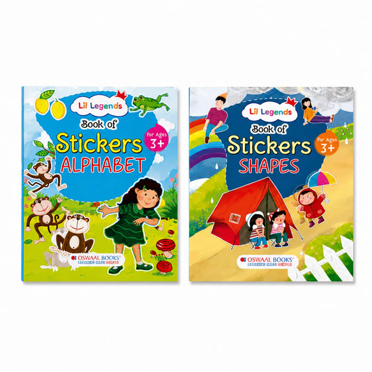 Lil Legends Books of Stickers Shapes and Alphabets | Set of 2 for Kids Age 3+ | Learn ABC and Shapes With Fun Activities | Educational Workbook | For Toddlers/Nursery/LKG 