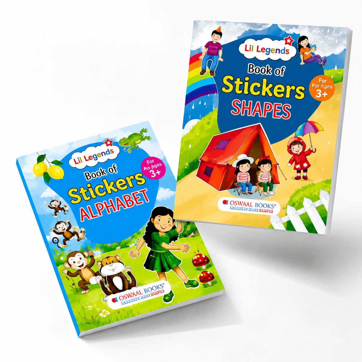 Lil Legends Books of Stickers Shapes and Alphabets | Set of 2 for Kids Age 3+ | Learn ABC and Shapes With Fun Activities | Educational Workbook | For Toddlers/Nursery/LKG 