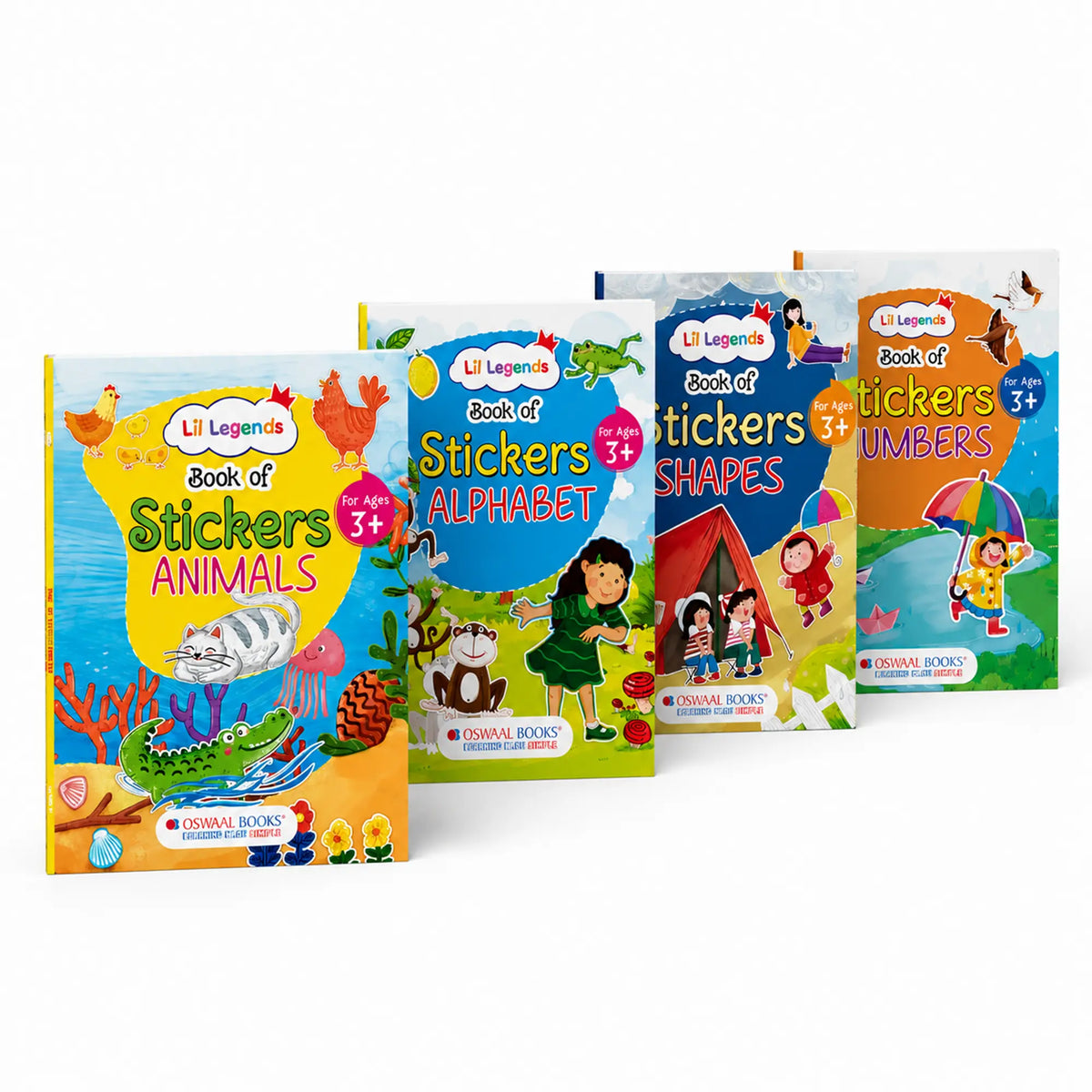 Lil Legends Books of Stickers Shapes, Numbers, Animals and Alphabets | Set of 4 for Age 3+ | Learn ABC, 123, Animal Names and Shapes With Fun Activities | For Nursery/LKG 
