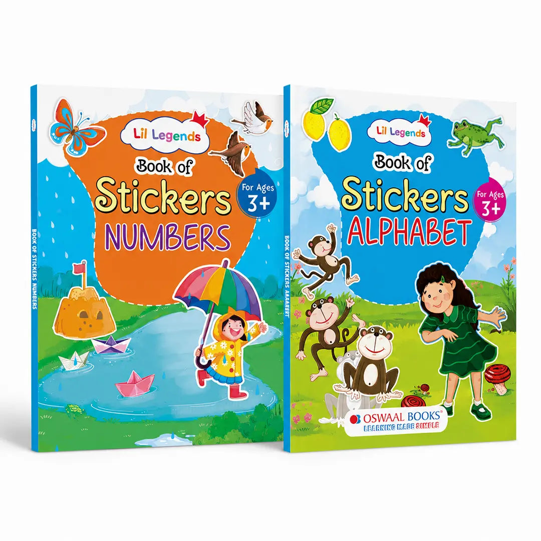 Lil Legends Books of Stickers Numbers and Alphabets | Set of 2 for Kids Age 3+ | Learn ABC and Counting With Fun Activities | Educational Workbook For Toddlers | For Nursery/LKG/UKG 