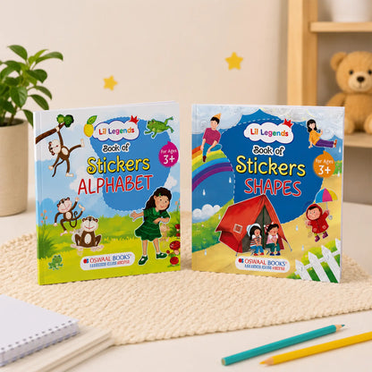 Lil Legends Books of Stickers Shapes and Alphabets | Set of 2 for Kids Age 3+ | Learn ABC and Shapes With Fun Activities | Educational Workbook | For Toddlers/Nursery/LKG 