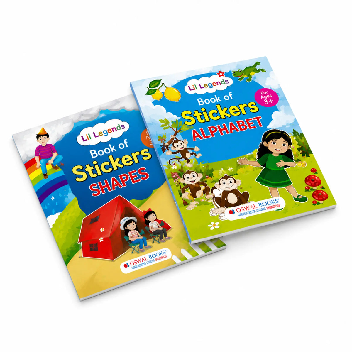 Lil Legends Books of Stickers Shapes and Alphabets | Set of 2 for Kids Age 3+ | Learn ABC and Shapes With Fun Activities | Educational Workbook | For Toddlers/Nursery/LKG 