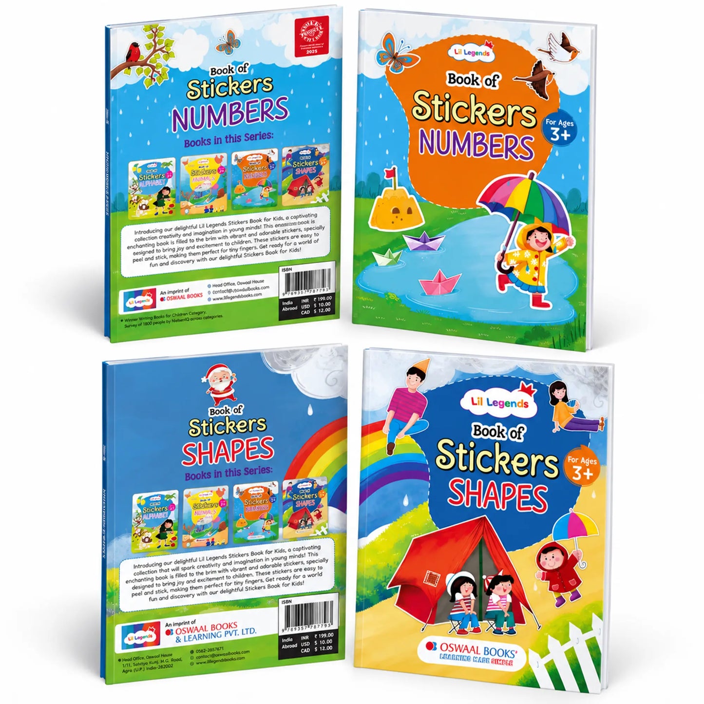 Lil Legends Books of Stickers Shapes and Numbers | Set of 2 for Age 3+ | Learn Shapes and Counting With Fun Activities | Educational Workbook | For Toddlers/Nursery/LKG 