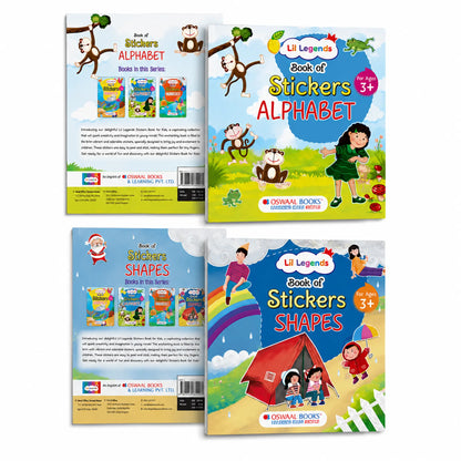 Lil Legends Books of Stickers Shapes and Alphabets | Set of 2 for Kids Age 3+ | Learn ABC and Shapes With Fun Activities | Educational Workbook | For Toddlers/Nursery/LKG 