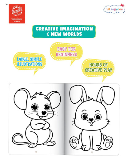 Lil Legends Jumbo Colouring Book Vol 1 for Kids Age 3+ Years | Bold Outlines & Big Designs – Animals, Fruits & Everyday Objects | Drawing & Colouring Activity Book for Nursery & LKG
