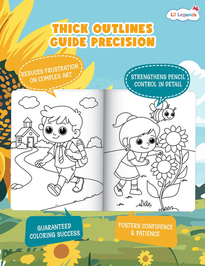 Lil Legends Jumbo Colouring Book Vol 2 for Kids Age 3-5 Years | Bold Outlines & Fun Designs – Transport, Toys & Outdoor Scenes | Drawing & Colouring Activity Book for Nursery & LKG