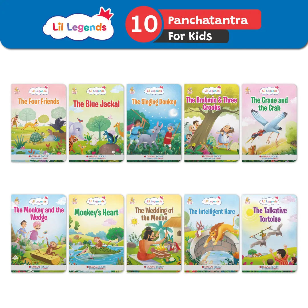 Timeless Panchatantra Stories for Kids 2+ | Short Bedtime Stories with Colorful Illustrations | Set of 10 Books | Lil Legends by Oswaal Books 