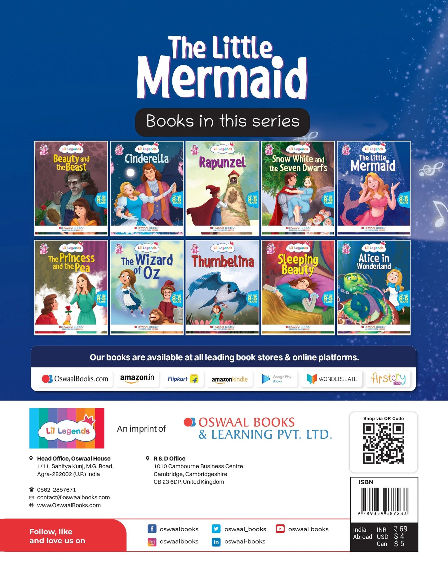 Lil Legends Fairy Tales-The Little Mermaid For Kids, Age 2-5 Years | Illustrated Stories | Bed Time Books Oswaal Books and Learning Private Limited