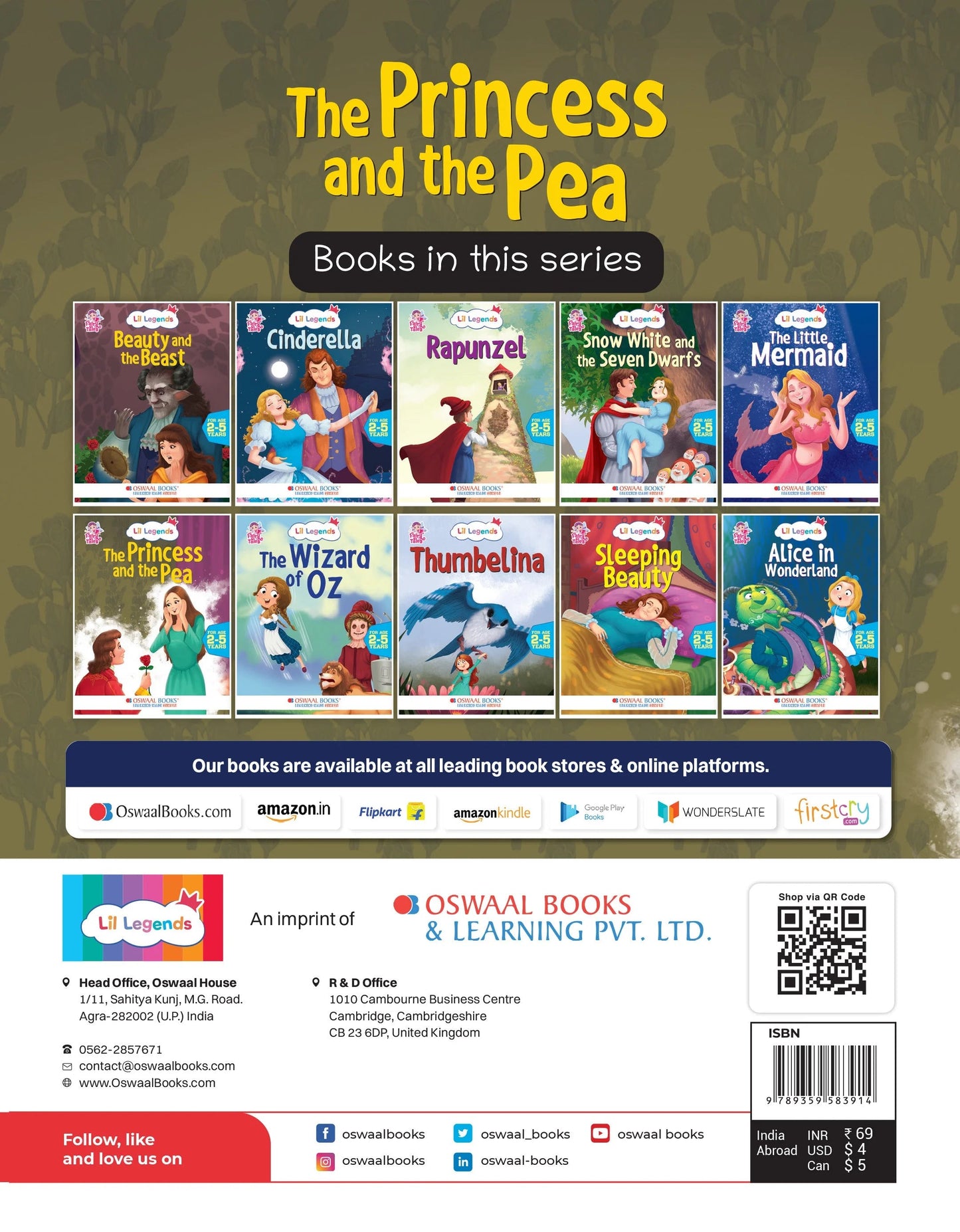 Lil Legends Fairy Tales-  The Princess & the Pea For Kids, Age 2-5 Years | Illustrated Stories | Bed Time Books Oswaal Books and Learning Private Limited