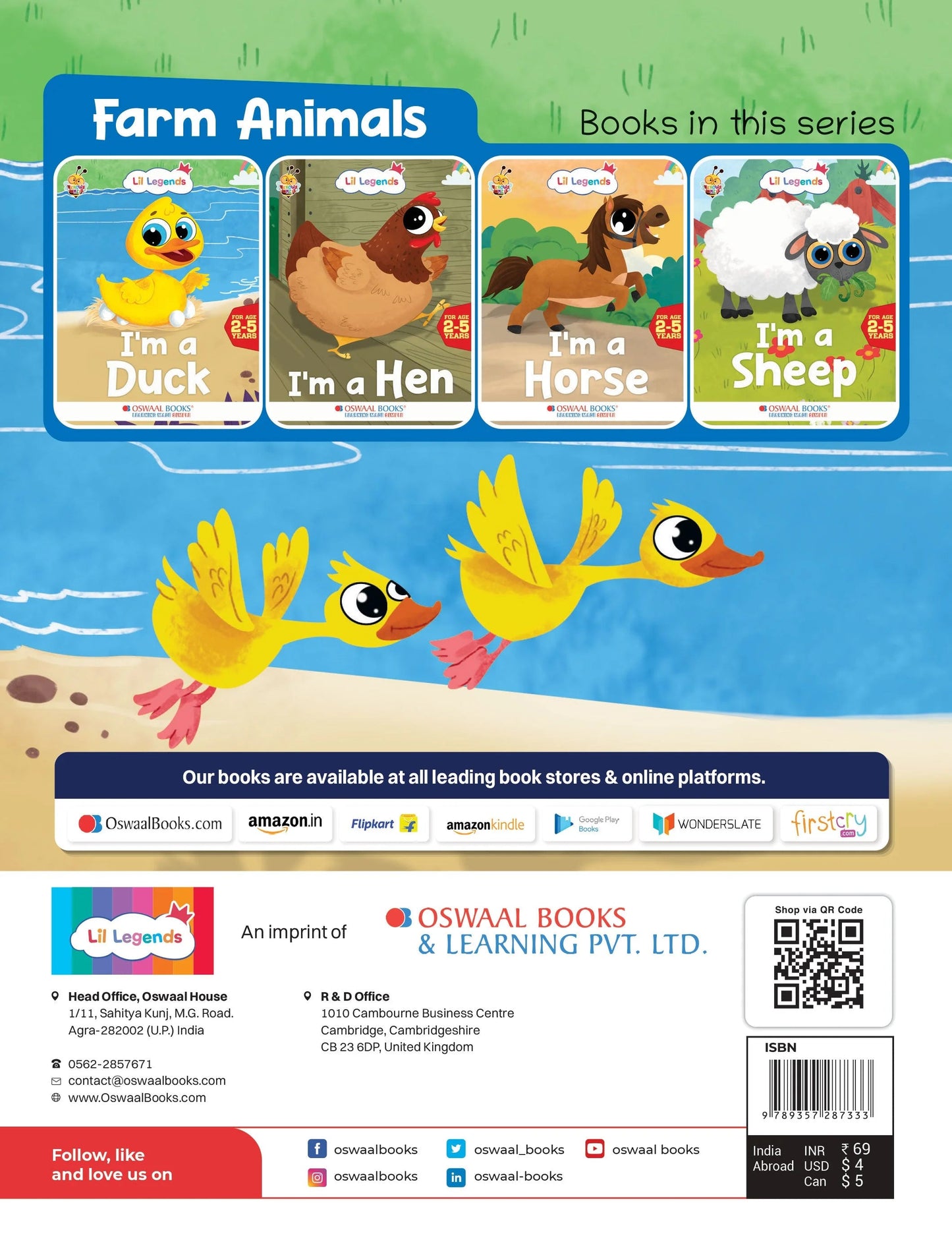 Lil Legends Fascinating Animal Book , DUCK - A Farm Animal, Exciting Illustrated Book for kids, Age 2+ Oswaal Books and Learning Private Limited