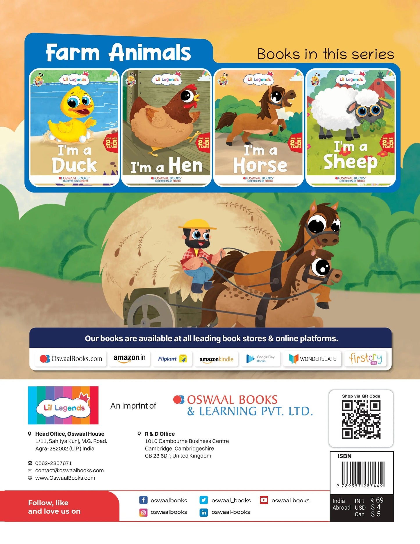 Lil Legends Fascinating Animal Book , HORSE- A Farm Animal, Exciting Illustrated Book for kids, Age 2+ Oswaal Books and Learning Private Limited