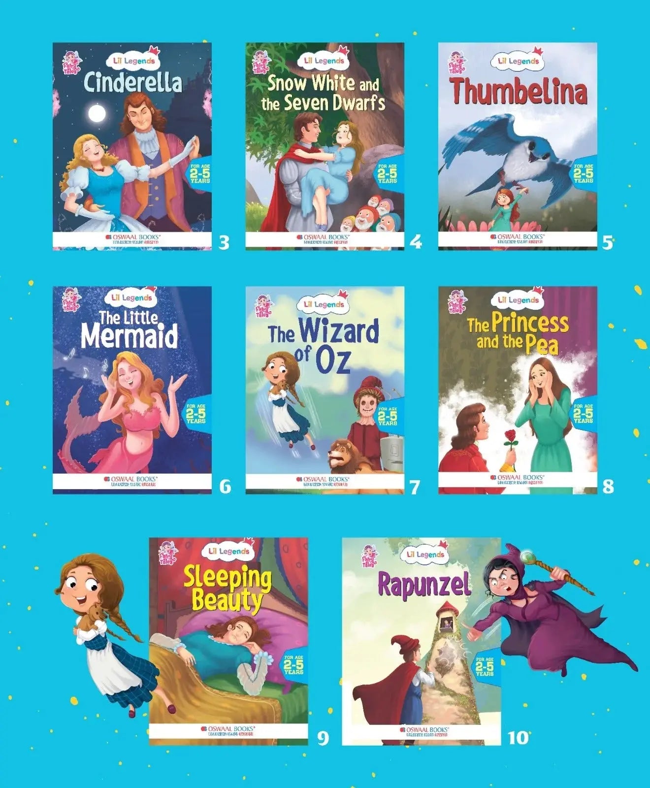 Lil Legends Fairy Tales Gift Set - Boxset of 10 Story Books for Kids Age 2-5 Years | Cinderella, Snow White, Thumbelina, Wizard of Oz, Little Red Riding Hood & More | Bedtime Stories