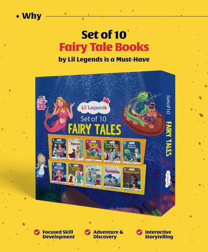 Lil Legends Fairy Tales Gift Set - Boxset of 10 Story Books for Kids Age 2-5 Years | Cinderella, Snow White, Thumbelina, Wizard of Oz, Little Red Riding Hood & More | Bedtime Stories