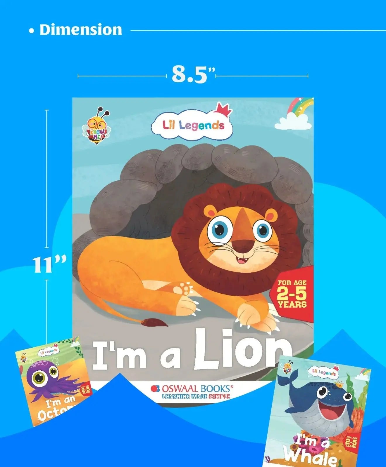 Lil Legends Set of 8 Books, Know Me Series Wild and Sea Animals | Gift Box Set for Kids  | Wolf, Monkey, Lion, Elephant, Whale, Turtle, Octopus, Crab | Picture Stories | Age 2-5