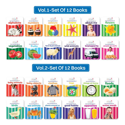 Lil Legends My First MIni Library - 2 Boxsets of 24 Board Books for Kids Age 0-4 Years | Early Learning Picture Books | Alphabet, Numbers, Animals, Colours, Shapes, Vehicles & More