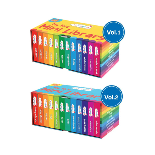 Lil Legends Mini Library - Box Set | Volume 1 & 2 - 24 Books - Alphabet | Numbers | Colours | Shapes | About Me | Flowers | Vegetables | Fruits | Farm & Pet Animals | Wild Animals | Transports |  and more. Oswaal Books and Learning Private Limited