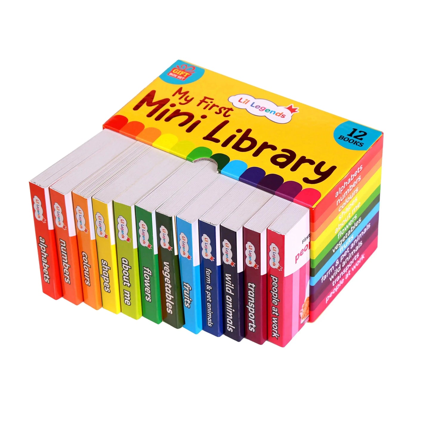 Lil Legends My First MIni Library - 2 Boxsets of 24 Board Books for Kids Age 0-4 Years | Early Learning Picture Books | Alphabet, Numbers, Animals, Colours, Shapes, Vehicles & More